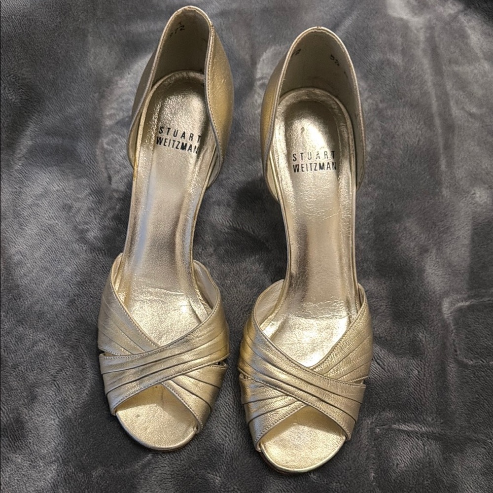 Stuart Weitzman Gold Strappy Heels